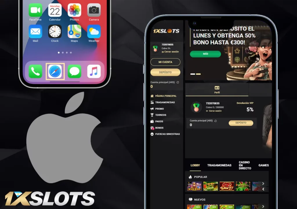 1xSlots App para iOS